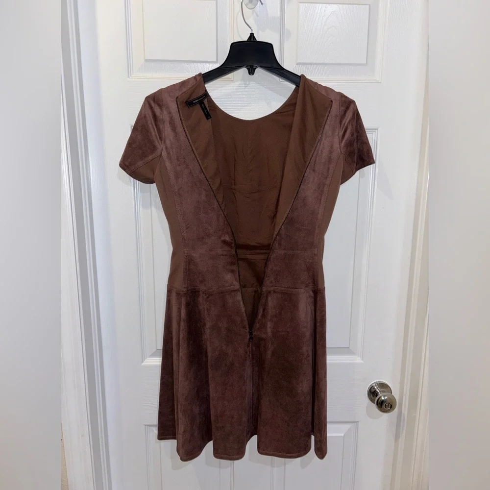 BCBGMAXAZRIA "Darra" Faux Suede A-Line Dress SZ 8 - Picture 5 of 12